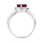 Bague argent 925 zirconia rouge coeur et zirconias blancs - vue 2