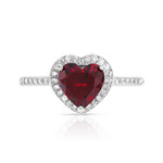 Bague argent 925 zirconia rouge coeur et zirconias blancs - vue 3