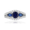 Bague argent 925 3 zirconias bleus et zirconias blancs - vue V3