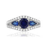 Bague argent 925 3 zirconias bleus et zirconias blancs - vue 3