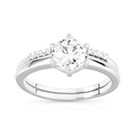 Duo alliance et solitaire argent 925 zirconias - vue 1