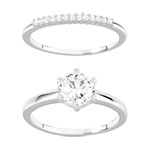 Duo alliance et solitaire argent 925 zirconias - vue D1