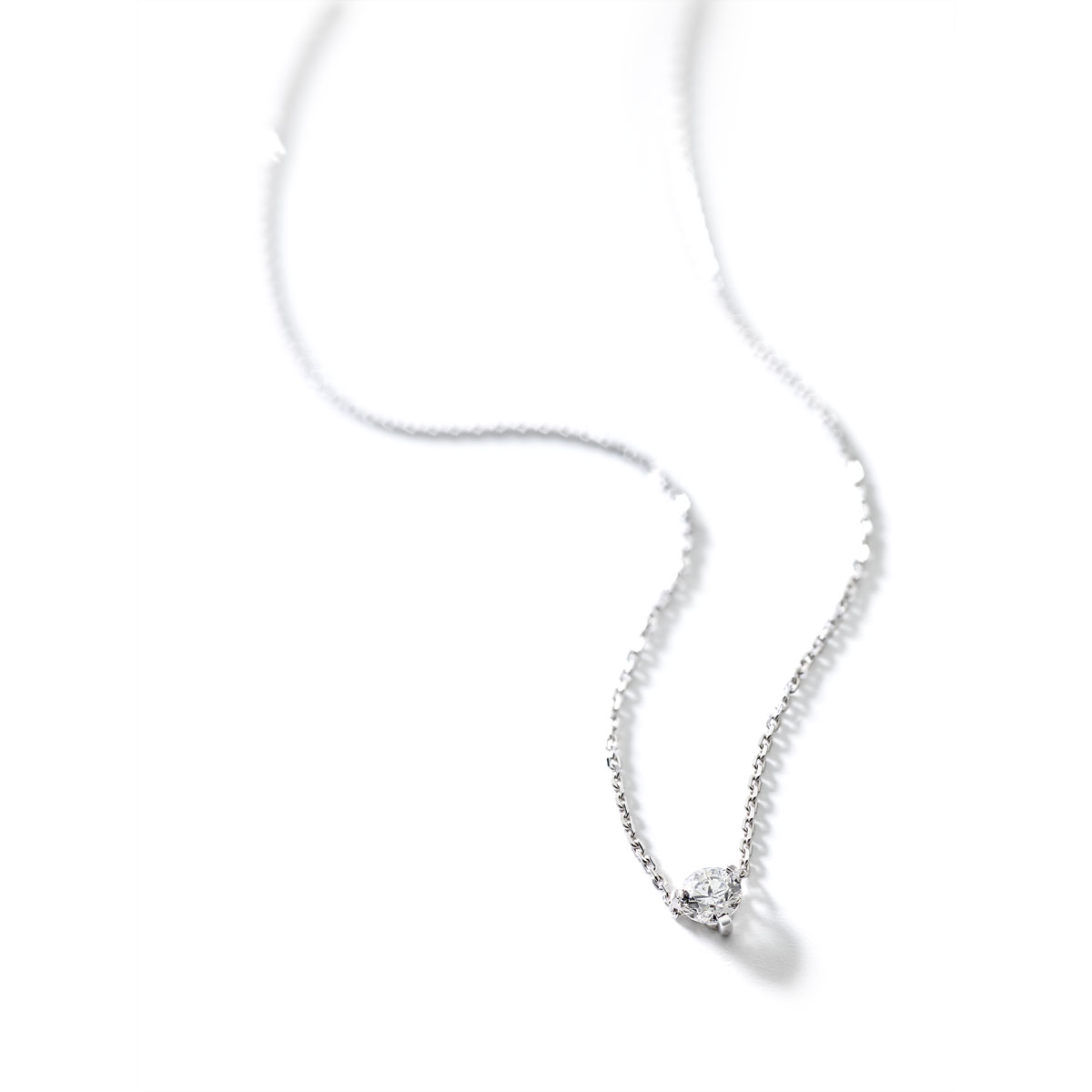 Collier or 750 blanc diamant 42 cm - vue D1