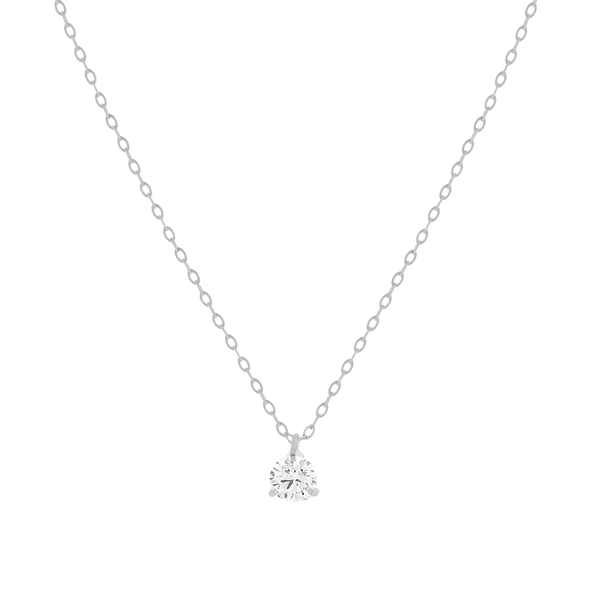 Collier or 750 blanc diamant DSI1 3 griffes 0.20ct