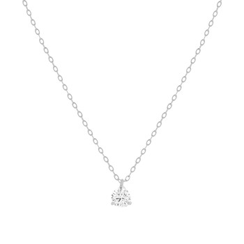 Collier or 750 blanc diamant DSI1 3 griffes 0.20ct