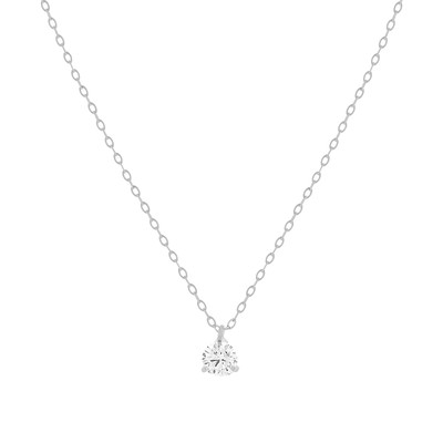 Collier or 750 blanc diamant DSI1 3 griffes 0.20ct
