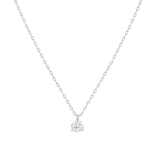 Collier or 750 blanc diamant DSI1 3 griffes 0.20ct