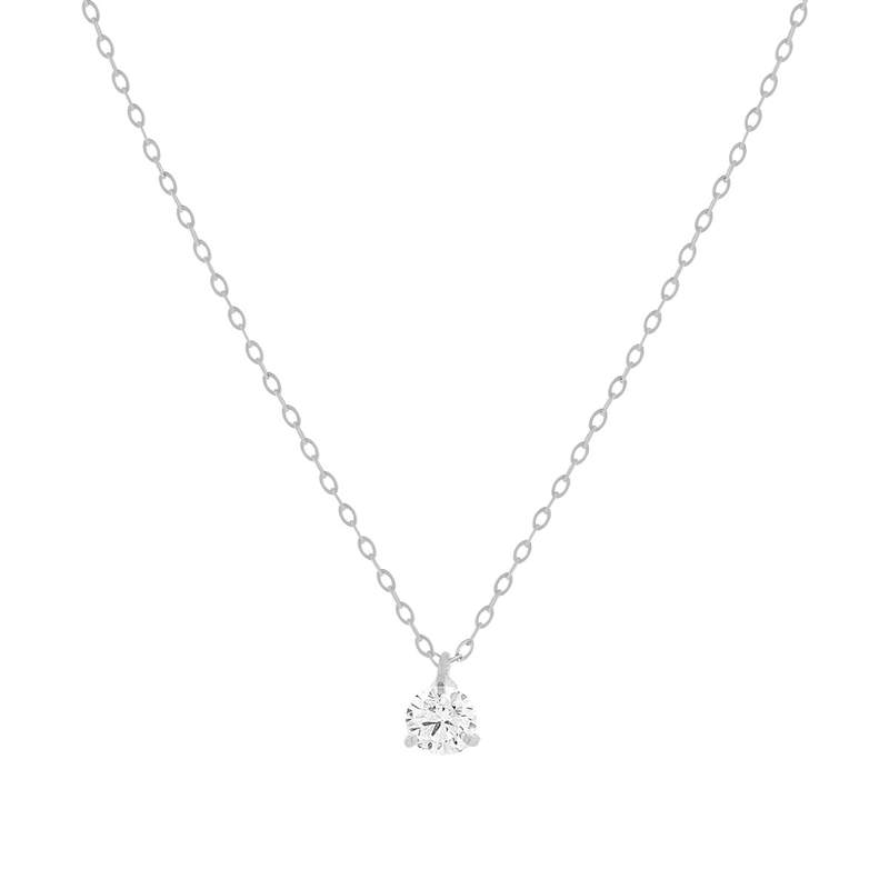Collier or 750 blanc diamant DSI1 3 griffes 0.20ct - vue 1