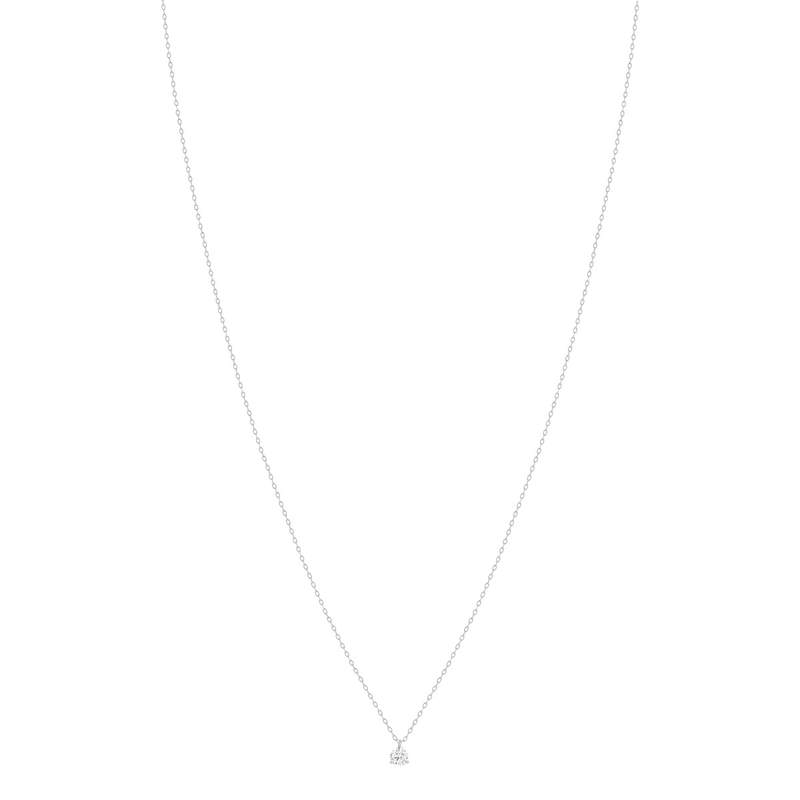 Collier or 750 blanc diamant DSI1 3 griffes 0.20ct - vue 2