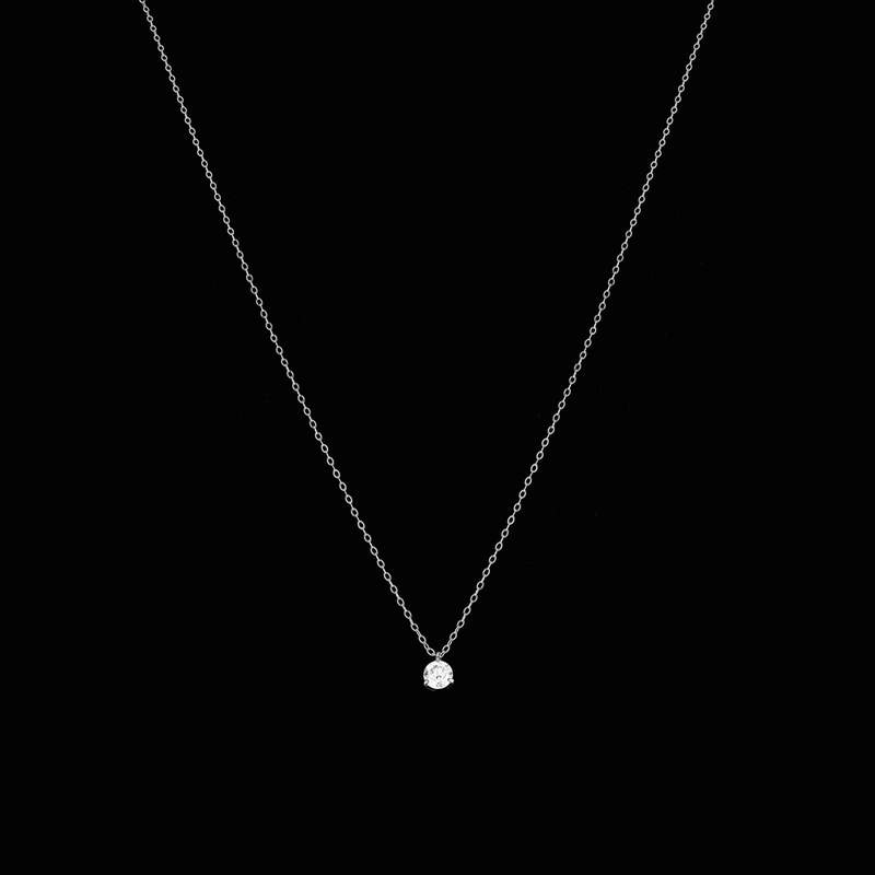 Collier or 750 blanc diamant DSI1 3 griffes 0.20ct - vue D2