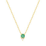 Collier or 375 jaune diamant et émeraude 45cm - vue 1