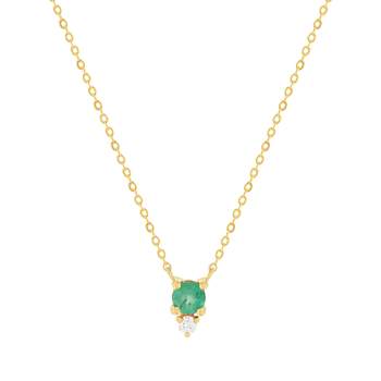 375 geelgouden diamanten en smaragden collier 45cm