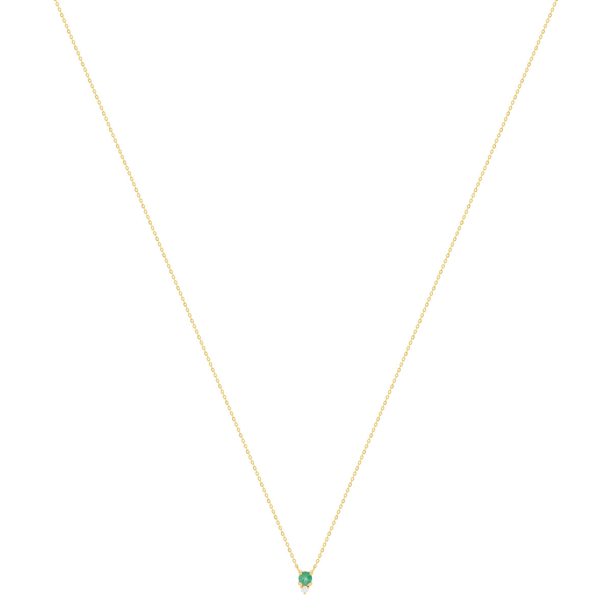 Collier or 375 jaune diamant et émeraude 45cm - vue 2