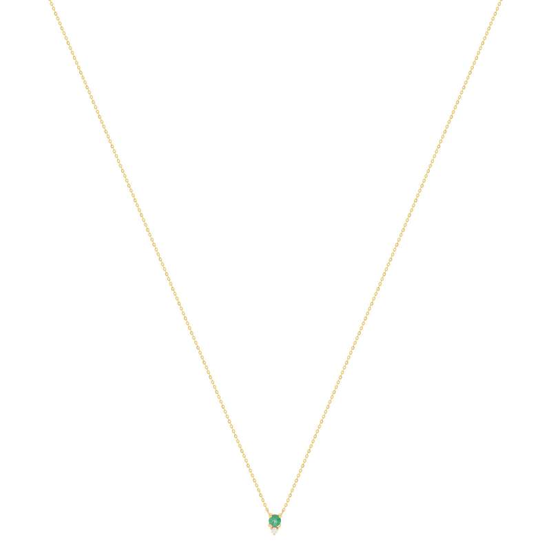Collier or 375 jaune diamant et émeraude 45cm - vue 2