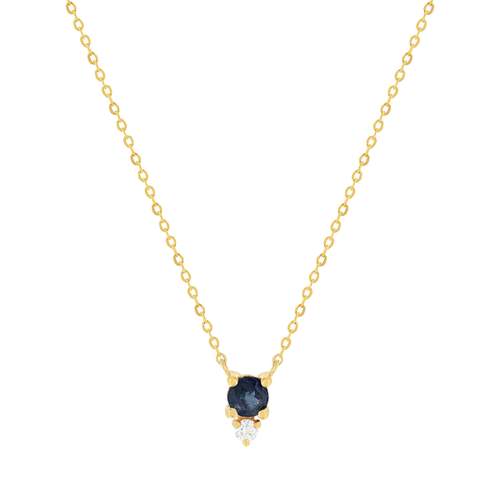 Collier or 375 jaune diamant et saphir 45cm
