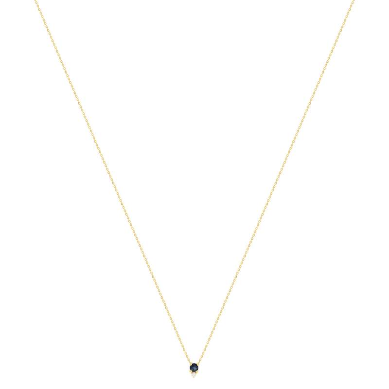 Collier or 375 jaune diamant et saphir 45cm - vue 2