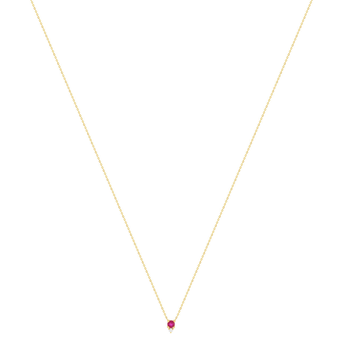 Collier or 375 jaune diamant et rubis 43cm - vue 2