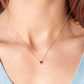 Collier or 375 jaune diamant et rubis 45cm