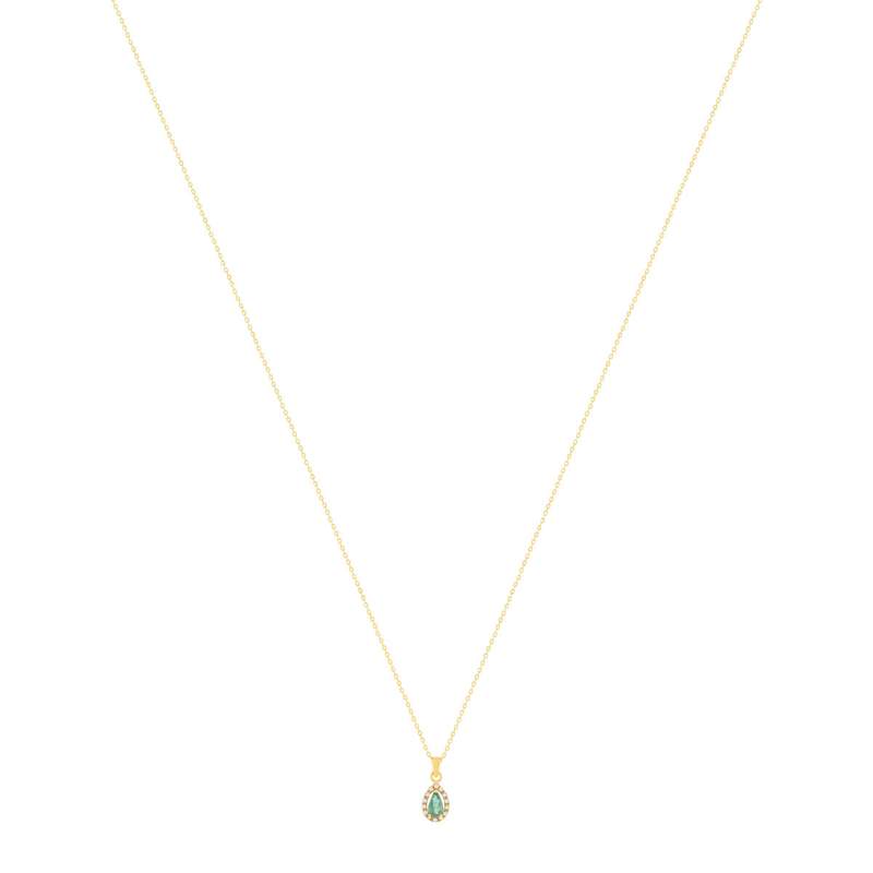 Collier or 375 jaune diamant et émeraude 45cm - vue 2