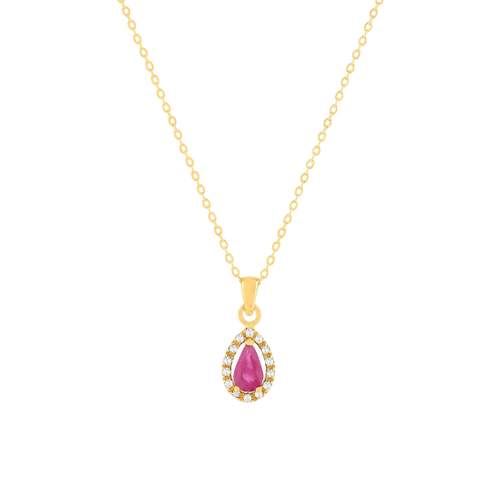 Collier or 375 jaune diamant et rubis 45cm