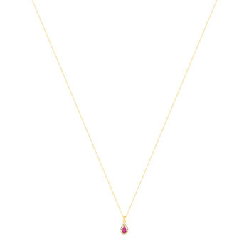 Collier or 375 jaune diamant et rubis 45cm
