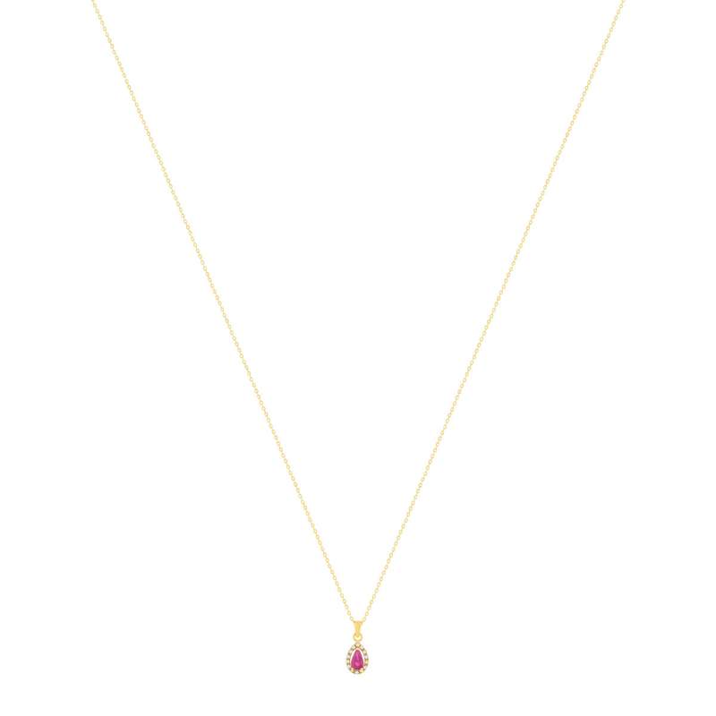 Collier or 375 jaune diamant et rubis 45cm - vue 2