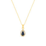 Collier or 375 jaune diamant et saphir 45cm - vue 1