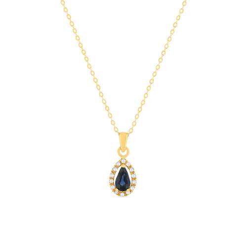 Collier or 375 jaune diamant et saphir 45cm