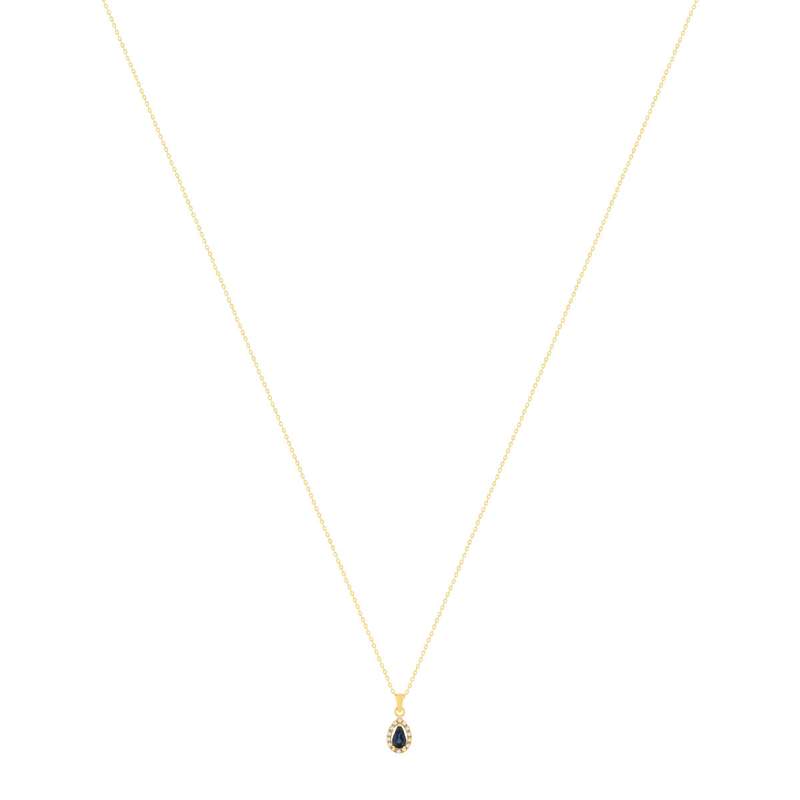 Collier or 375 jaune diamant et saphir 45cm - vue 2