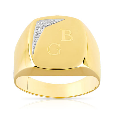 Chevalière or 375 tons initiales diamant MATY