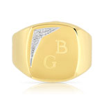 Chevalière goud 375 2 ton 2 initialen diamant - zicht 3