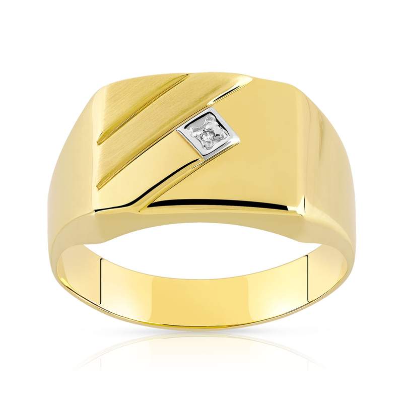 RING van geelgoud en gerhodineerd goud met diamant - aanzicht 1