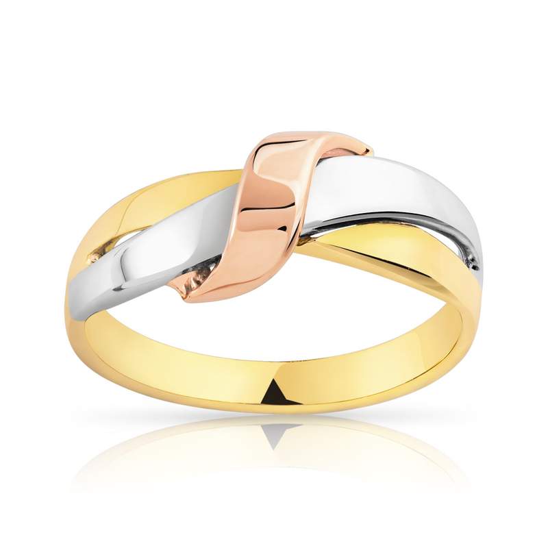 BAGUE 3 ors 375 motif noeud - vue 1