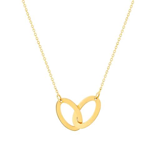 Collier or jaune 375 42 cm motif 2 anneaux entrelacés