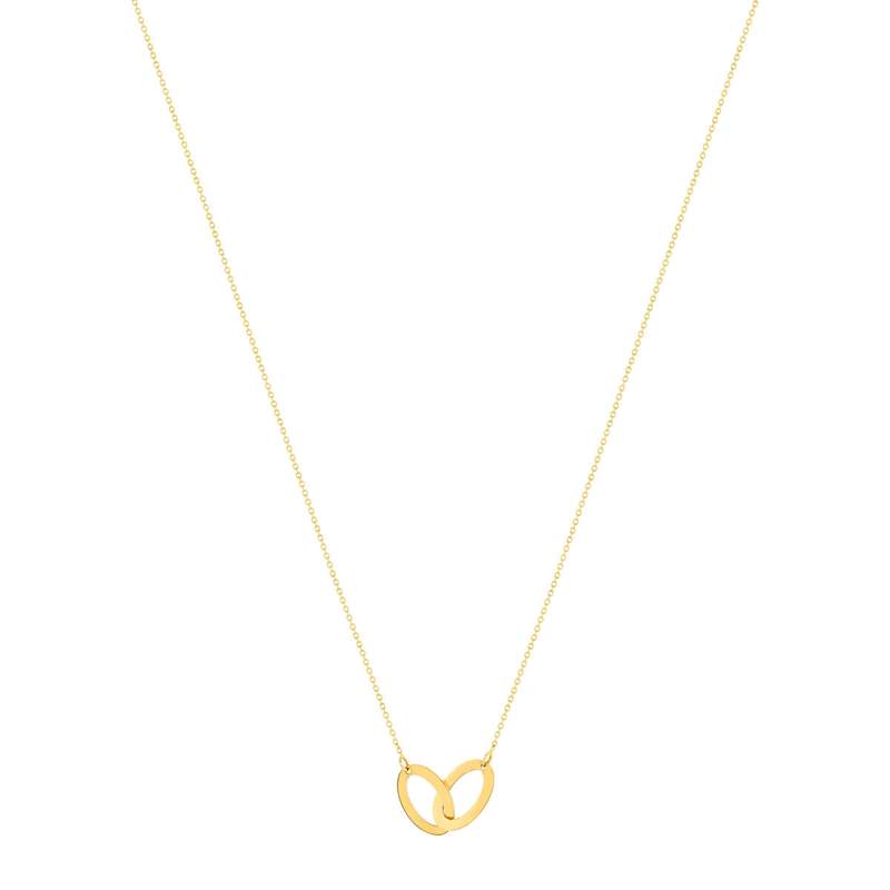 Collier or jaune 375 42 cm motif 2 anneaux entrelacés - vue 2