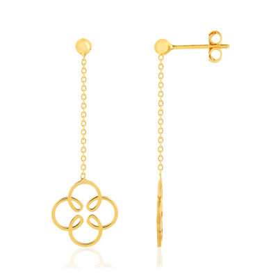 Boucles d'oreilles or jaune 375 motif fleur - vue 1