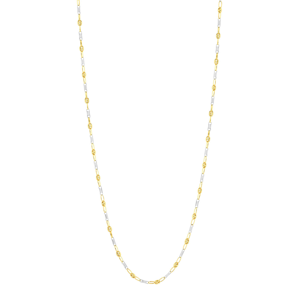 CHAINE or jaune 375 or rhodié, maille grain de café alternée 50 cm - vue 2