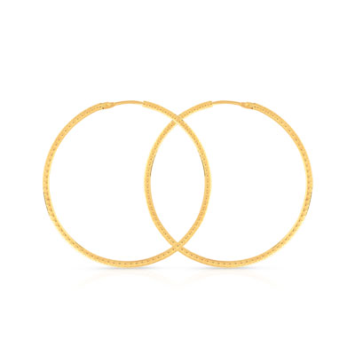 Créoles or 375 jaune diamanté 39 mm - vue 1