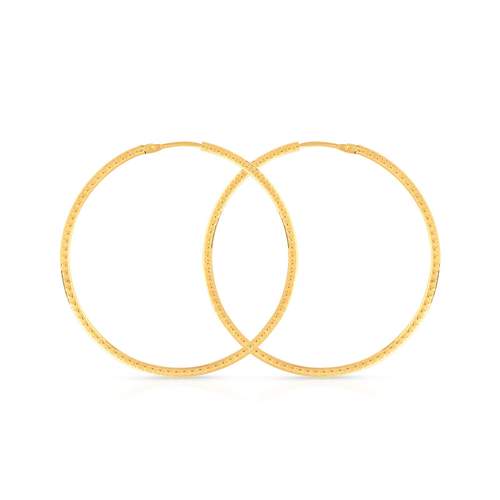Gold hoop earrings 375 yellow diamond 39 mm