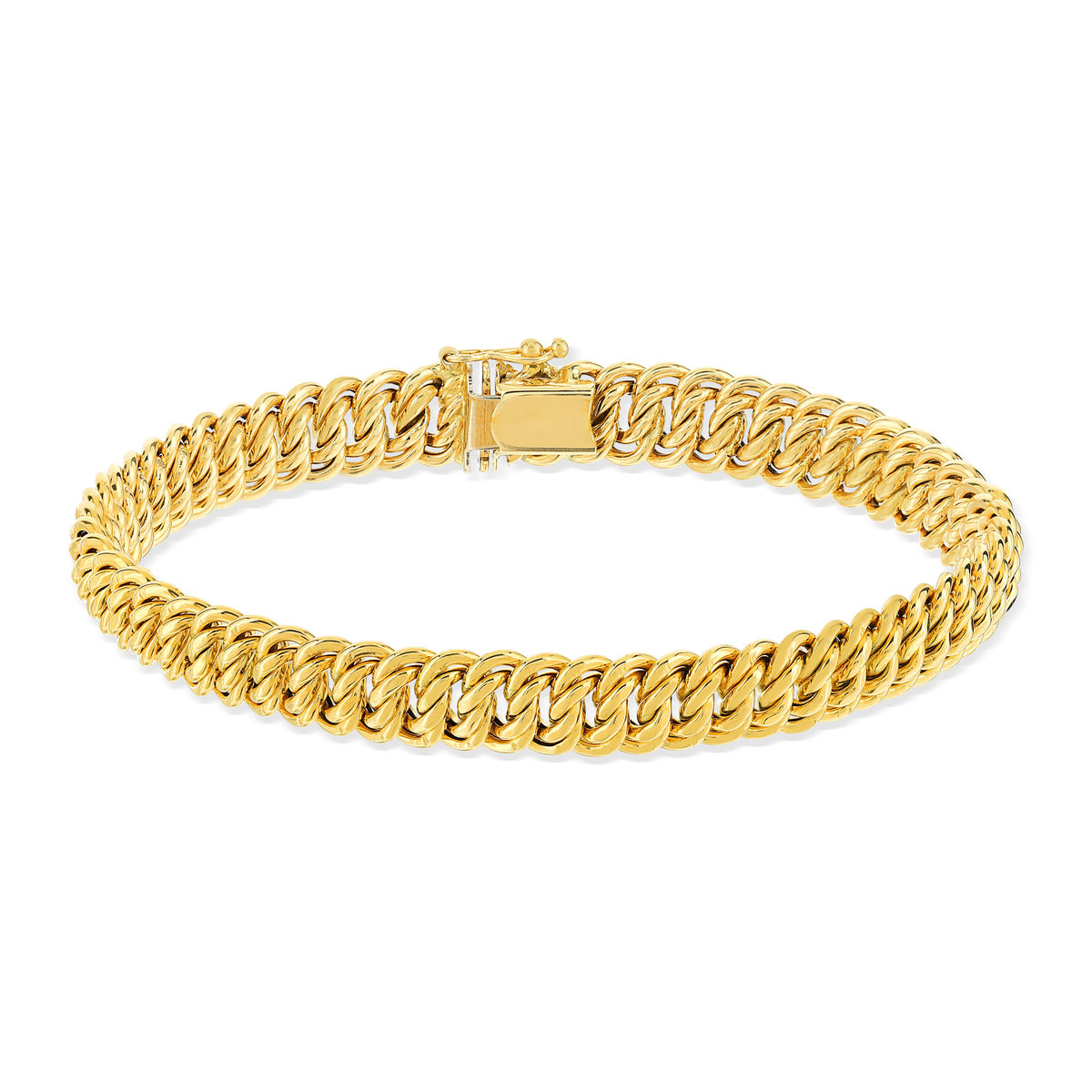 Bracelet or 375 jaune maille américaine 19 cm - vue 2