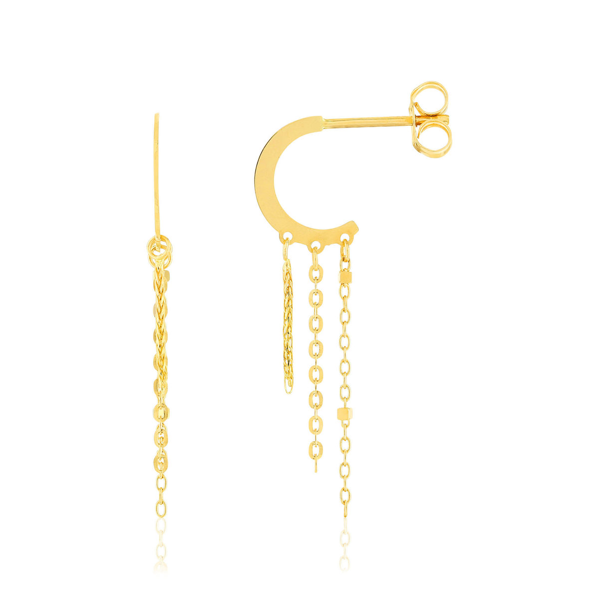 Boucles d'oreilles demi créoles or jaune 375