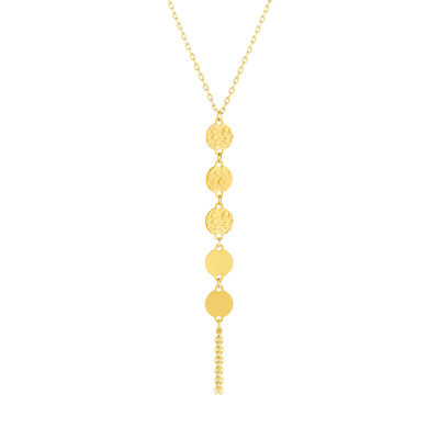 Collier or jaune 375 motif pastille 42 cm