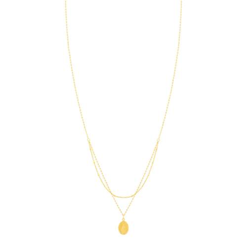 Collier or 375 jaune double rang médaille Vierge miraculeuse 42 cm