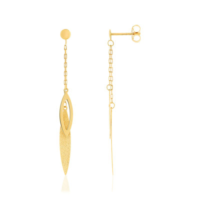 Boucles d'oreilles or jaune 375 motif feuille - vue 1