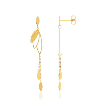 Boucles d'oreilles or jaune 375 motif feuille
