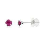 Boucles d'oreilles or 375 blanc rubis 0,7 carat