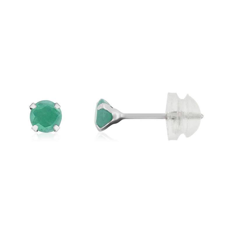 Boucles d'oreilles or 375 blanc émeraudes 0,6 carat - vue 1