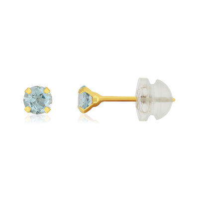 Boucles d'oreilles or 375 jaune topazes bleues traitées 0,44 carat