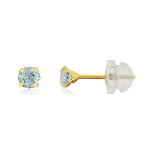Boucles d'oreilles or 375 jaune topazes bleues traitées 0,44 carat