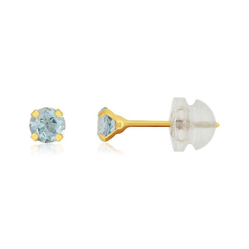 Boucles d'oreilles or 375 jaune topazes bleues traitées 0,44 carat - vue 1